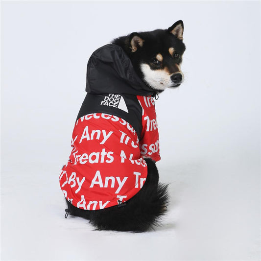 B.A.T.N. The Dog Face Red Dog Clothes - Jacket Sweater, Wind breaker Hoodie for Small Medium and Large Dog - Pet Clothing