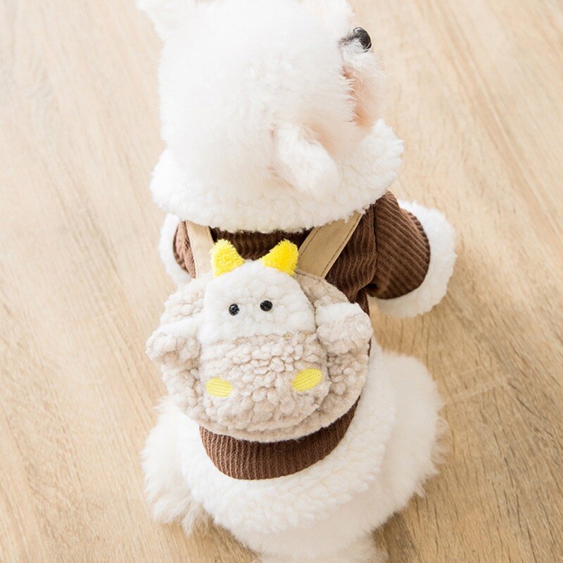 Corduroy Pet Dog Clothes Winter Warm Dog Coat With Cute Cow Design Pet Clothing For Small Medium Large Dogs Chihuahua Jacket