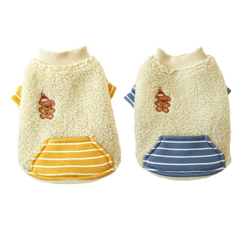 Winter Dog Clothes Pet Fleece Coats With Striped Pocket Dog Costume Jacket Chihuahua Pullover For Small Medium Dog Clothing