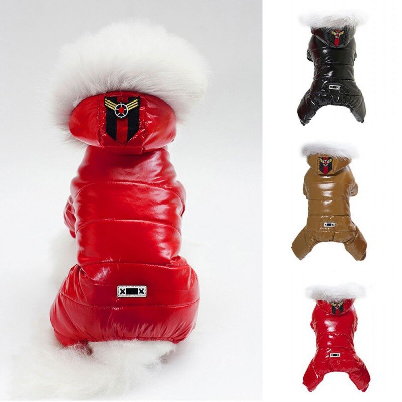 Winter Warm Dog Jacket Waterproof Pet Clothes For Dog Fleece Lining Hooded Coat Dog Jumpsuit Snowsuit For Chihuahua Yorkies