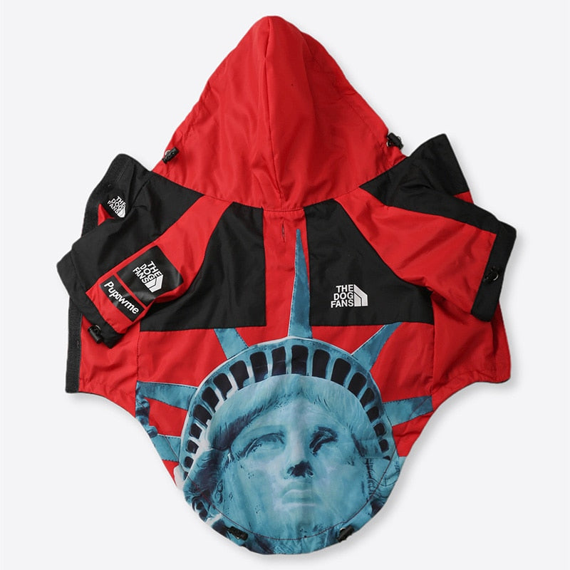 The Dog Face Dog Clothes Red Liberty - Jacket Sweater, Wind breaker Hoodie for Small Medium and Large Dog - Pet Clothing