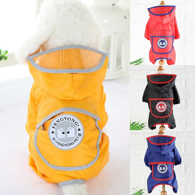 Reflective Dog Raincoat Outdoor Pet Clothes Dog Clothing Waterproof Jumpsuit Jacket Yorkie Poodle Bichon Hooded Rain Jacket