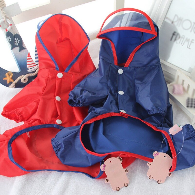 Reflective Dog Raincoat Outdoor Pet Clothes Dog Clothing Waterproof Jumpsuit Jacket Yorkie Poodle Bichon Hooded Rain Jacket