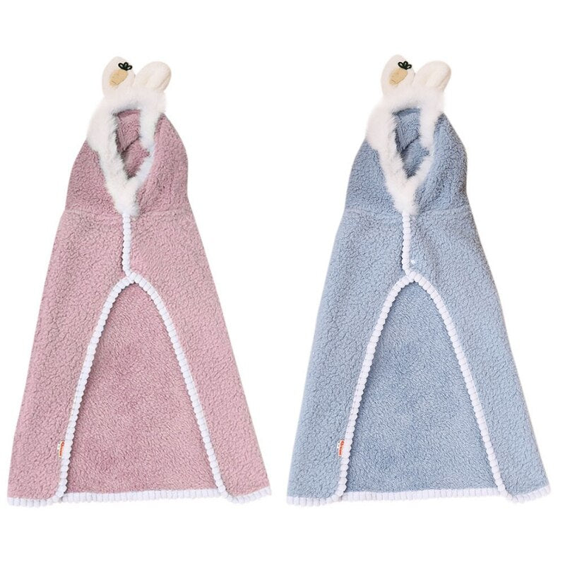 Pet Dog Clothes Puppy Cloak Poncho Cape With Rabbit Ear Hat Pet Costume Soft Fleece Clothing For Cat Small Medium Dog Coat