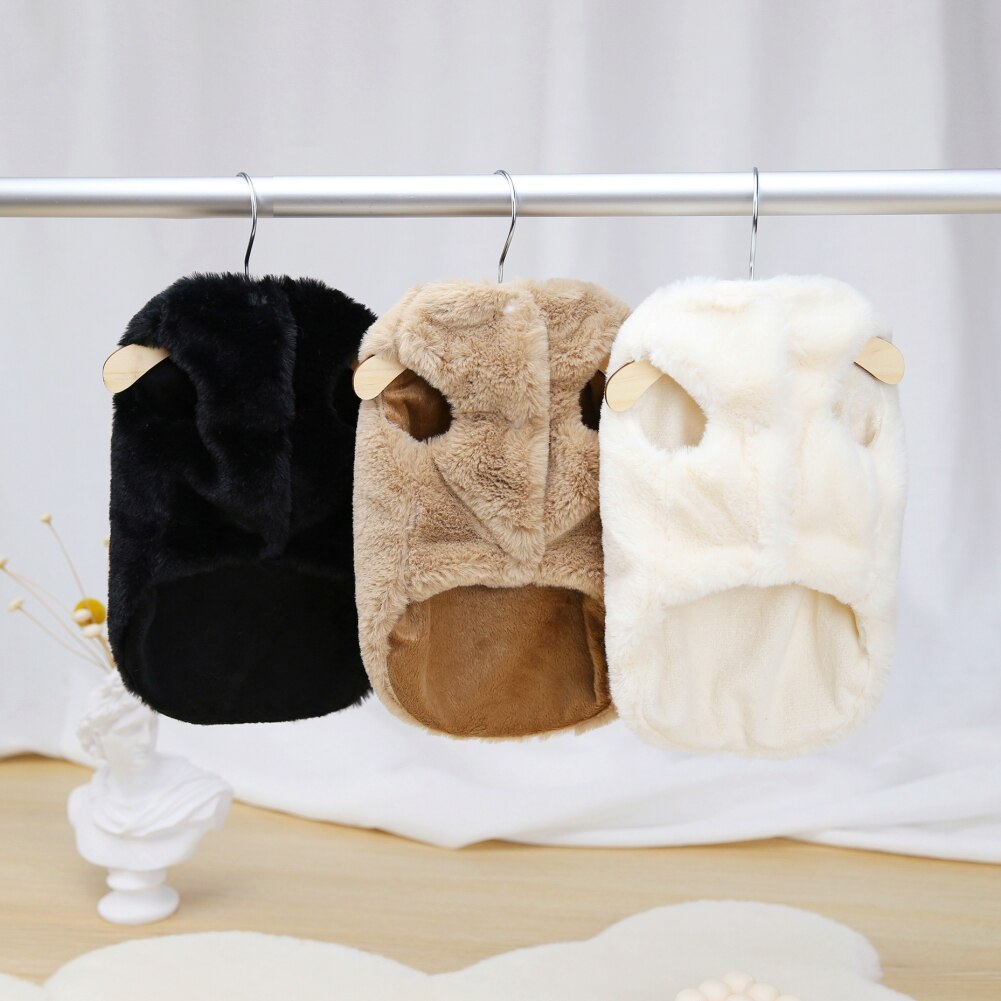 Warm Dog Clothes Puppy Cartoon Bear Pet Cat Clothing Sweater Jacket Coat Winter Soft Fleece Sweatshirt For Small Medium Dogs