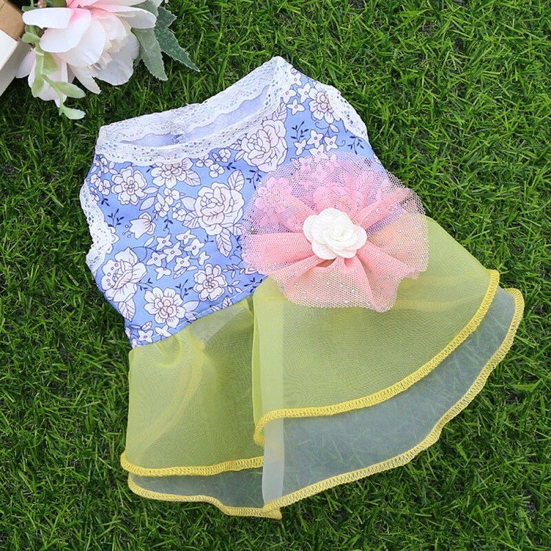 Pet Dog Dress Summer Pet Clothes Flower Vest Gauze Tutu Skirt Puppy Cat Princess Dress Wedding Clothes Chihuahua Pet Apparels