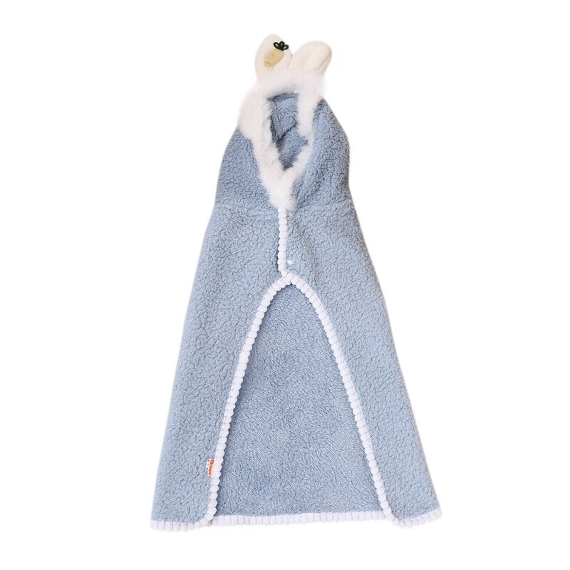 Pet Dog Clothes Puppy Cloak Poncho Cape With Rabbit Ear Hat Pet Costume Soft Fleece Clothing For Cat Small Medium Dog Coat