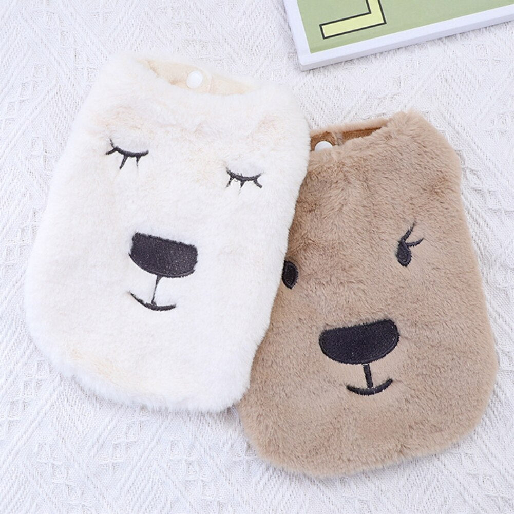 Warm Dog Clothes Puppy Cartoon Bear Pet Cat Clothing Sweater Jacket Coat Winter Soft Fleece Sweatshirt For Small Medium Dogs