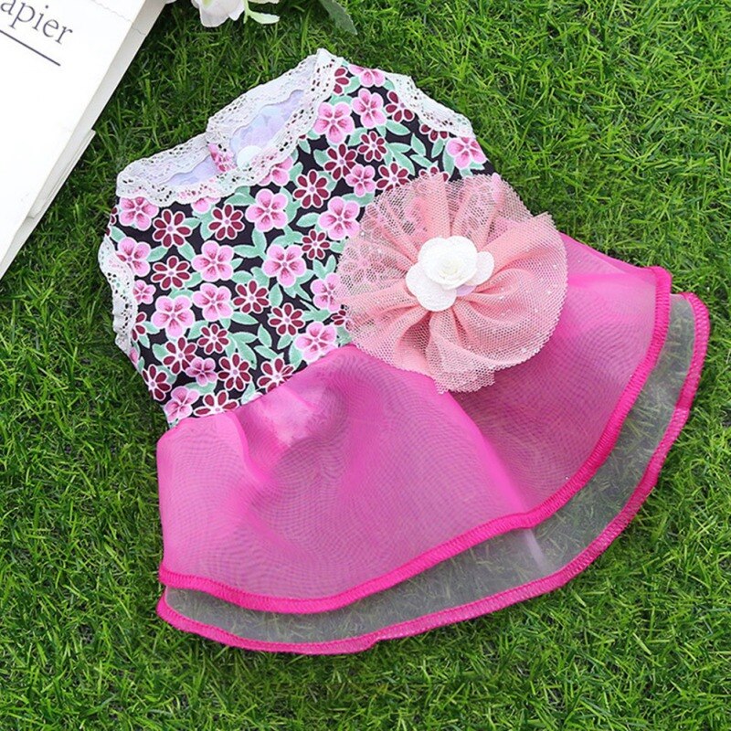 Pet Dog Dress Summer Pet Clothes Flower Vest Gauze Tutu Skirt Puppy Cat Princess Dress Wedding Clothes Chihuahua Pet Apparels