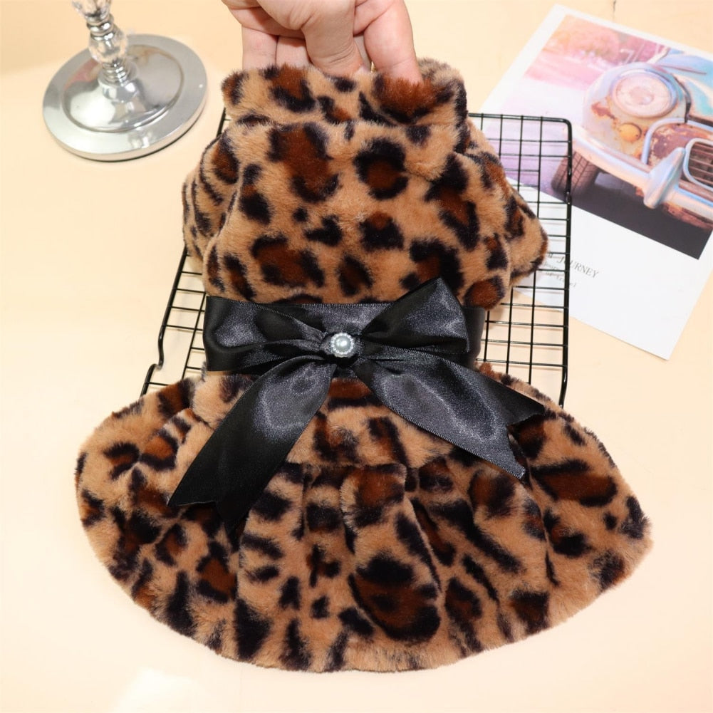 Leopard Print Winter Cocktail Dress