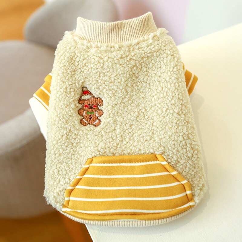 Winter Dog Clothes Pet Fleece Coats With Striped Pocket Dog Costume Jacket Chihuahua Pullover For Small Medium Dog Clothing