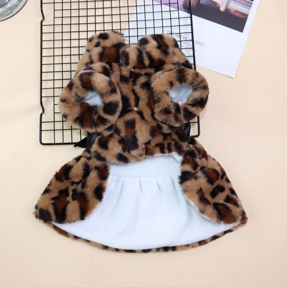 Leopard Print Winter Cocktail Dress