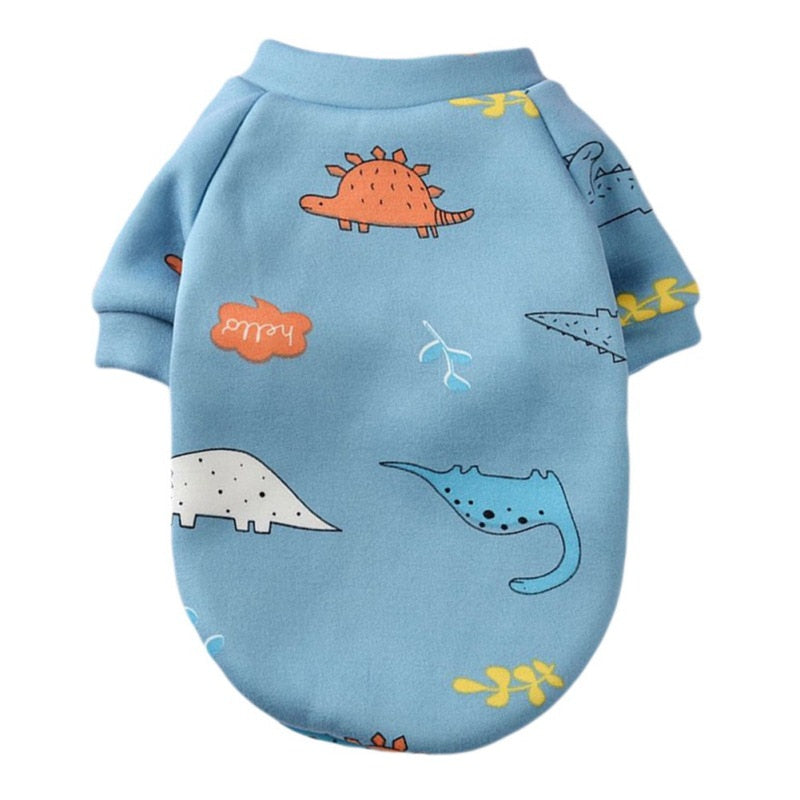Sky Blue Dinos Pull Over Pop Print Dog Shirt