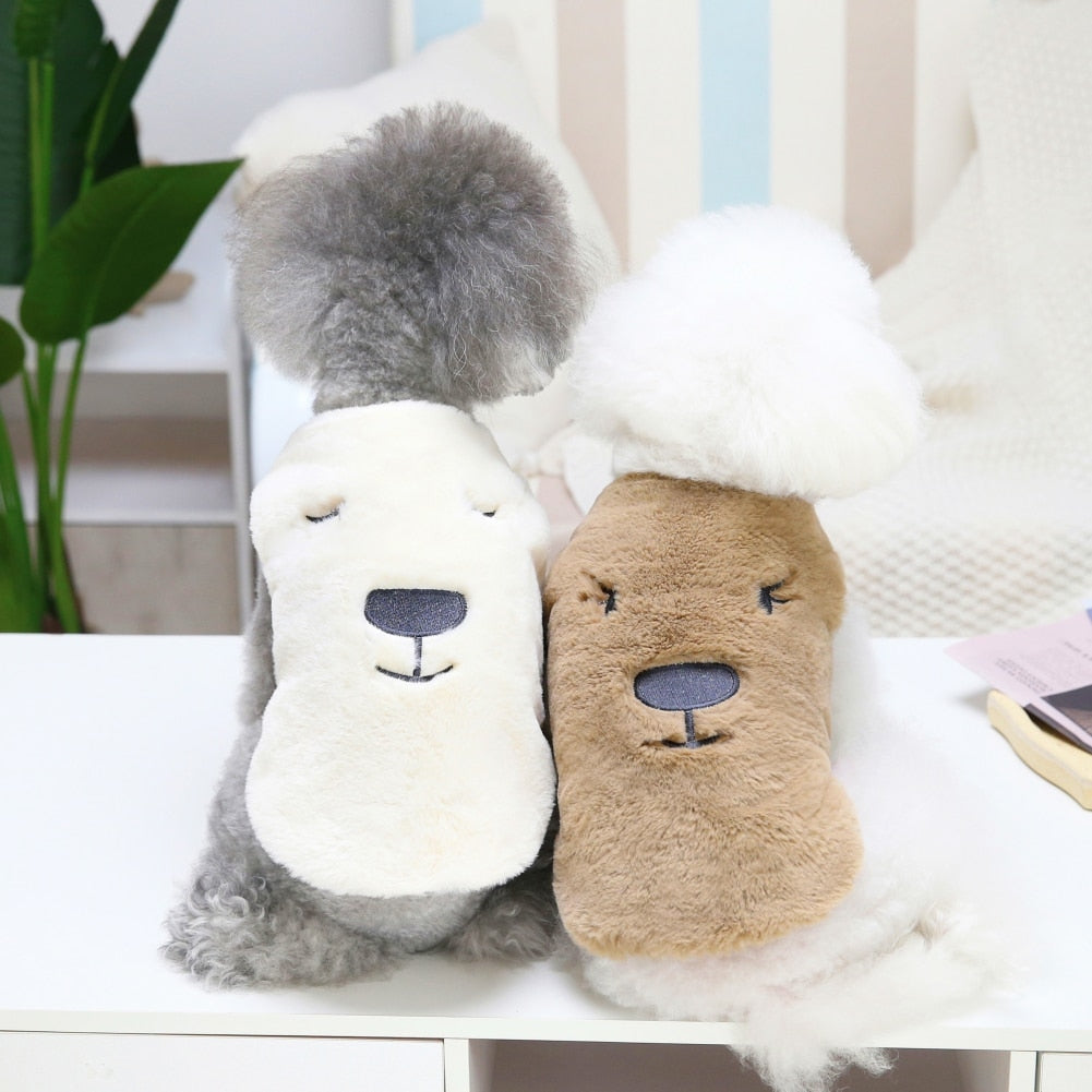 Warm Dog Clothes Puppy Cartoon Bear Pet Cat Clothing Sweater Jacket Coat Winter Soft Fleece Sweatshirt For Small Medium Dogs