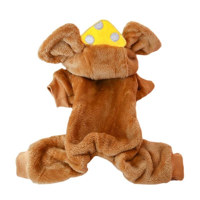 Fleece Pet Dog Jumpsuit Clothes Big Ears Mice Costume Puppy Pet Coat For Small Medium Dogs Cats Hoodies Warm Winter Dog Jacket