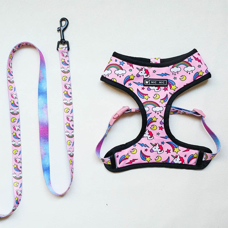 Pop Pattern Pink Magic and Unicorns Leash and Harness Set