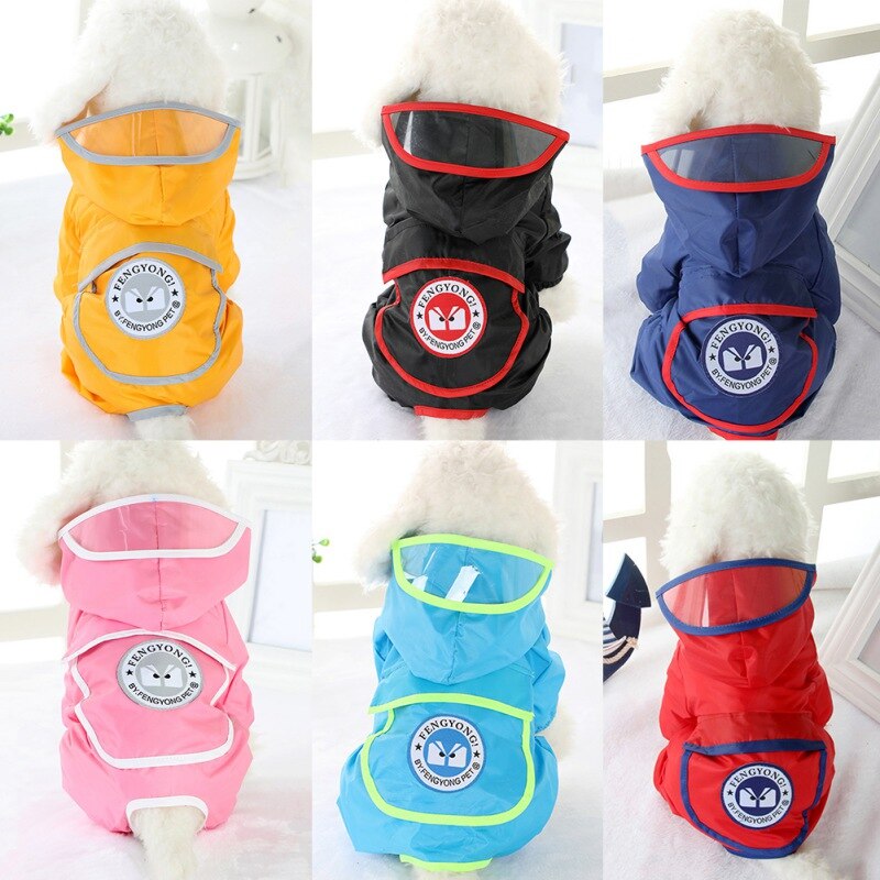 Reflective Dog Raincoat Outdoor Pet Clothes Dog Clothing Waterproof Jumpsuit Jacket Yorkie Poodle Bichon Hooded Rain Jacket