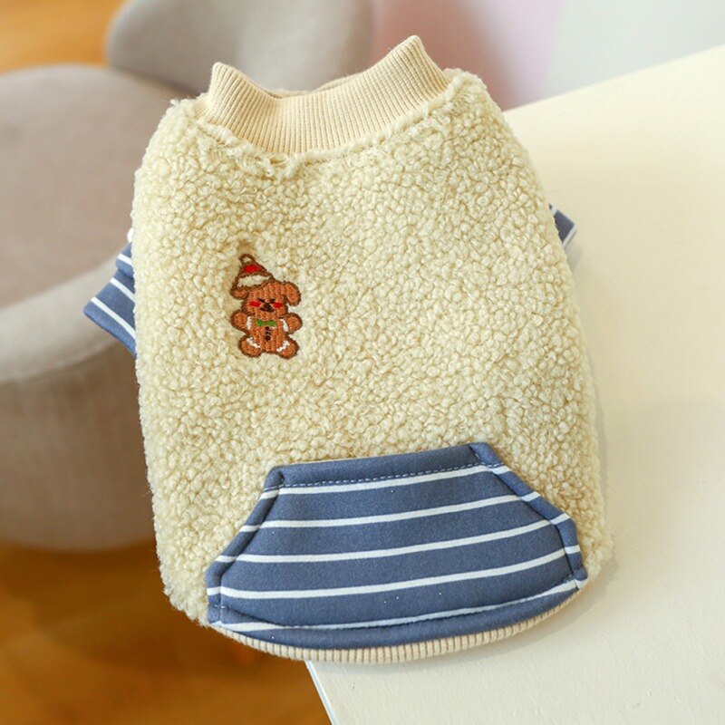 Winter Dog Clothes Pet Fleece Coats With Striped Pocket Dog Costume Jacket Chihuahua Pullover For Small Medium Dog Clothing