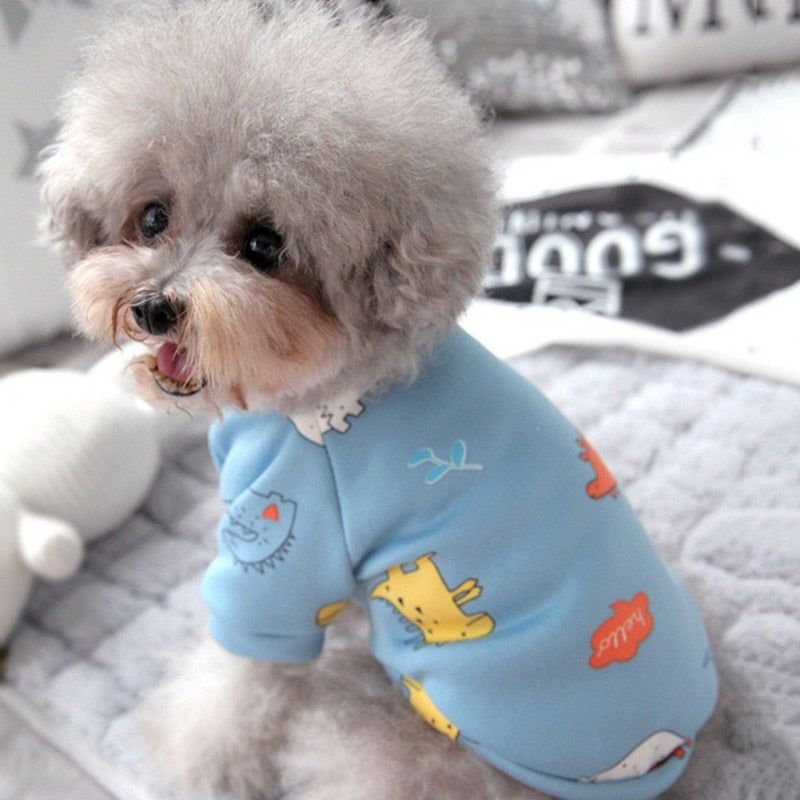 Sky Blue Dinos Pull Over Pop Print Dog Shirt