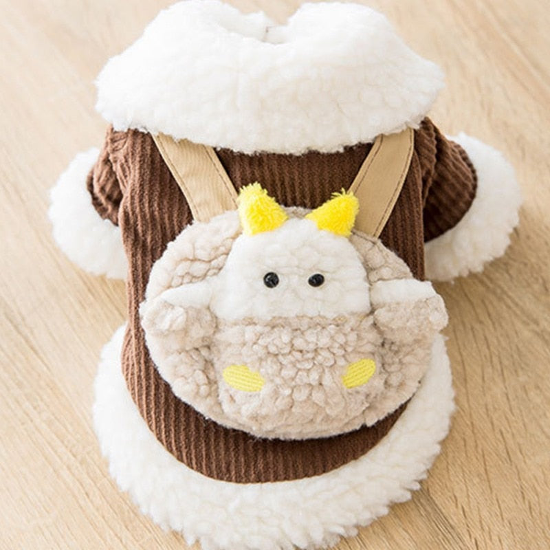 Corduroy Pet Dog Clothes Winter Warm Dog Coat With Cute Cow Design Pet Clothing For Small Medium Large Dogs Chihuahua Jacket