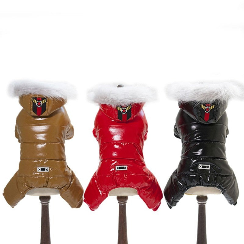 Winter Warm Dog Jacket Waterproof Pet Clothes For Dog Fleece Lining Hooded Coat Dog Jumpsuit Snowsuit For Chihuahua Yorkies
