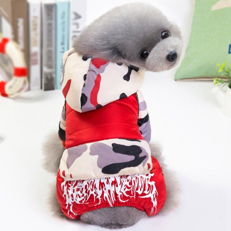 Warm Dog Clothes Winter Dog Coat Jumpsuit For Small Dogs Waterproof Puppy Pet Jacket Printed Dog Coat Chihuahua Pug Clothing