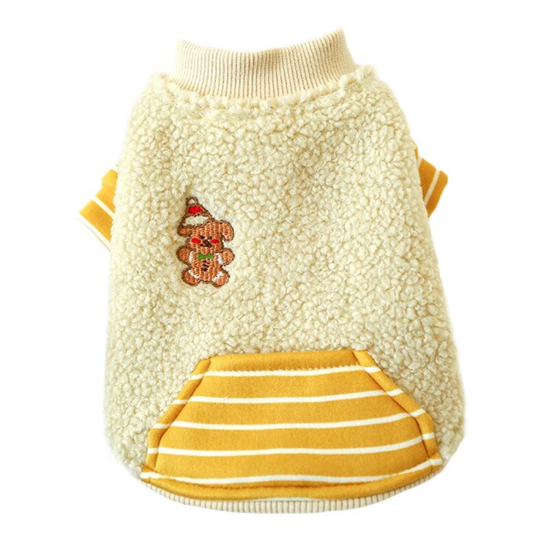 Winter Dog Clothes Pet Fleece Coats With Striped Pocket Dog Costume Jacket Chihuahua Pullover For Small Medium Dog Clothing