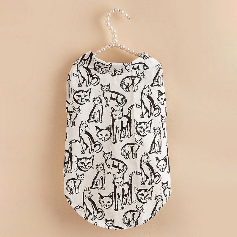 Cute Cat Printed Dog Vest Summer Dog Clothes Pet T-shirt For Small Medium Dogs Accessories Puppy Cat Vest Cotton Apparel Costume