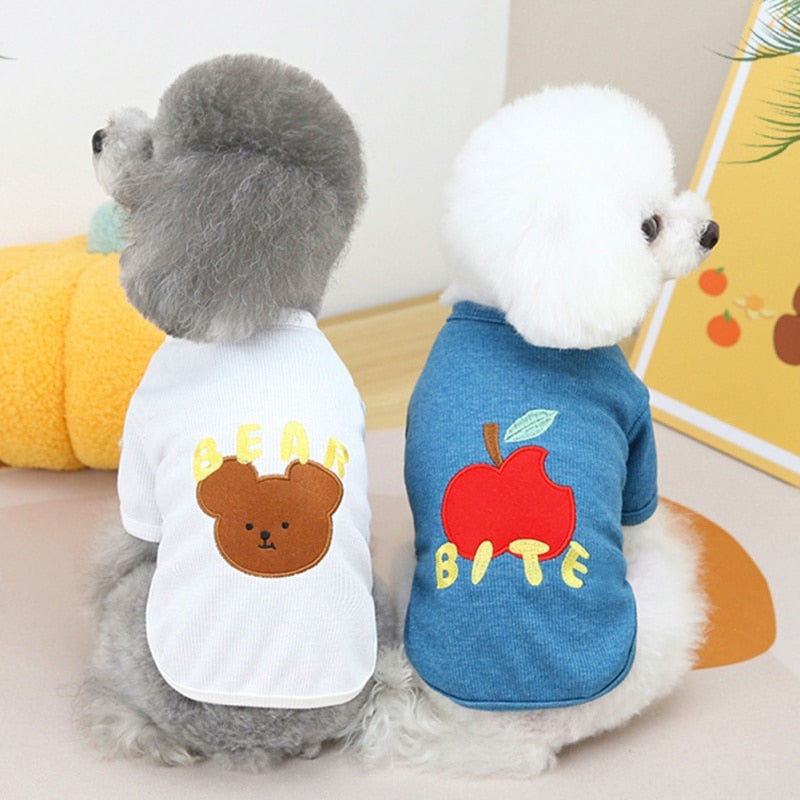Summer Dog Clothes Cute Bear Printed Puppy Cats Vest T Shirt Chihuahua Pug Sport T Shirts Cartoon Pets Costume Cat Clothing