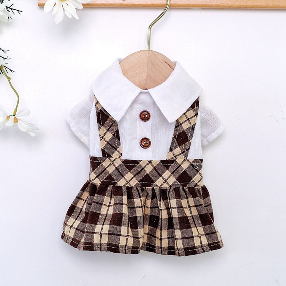 Couple Pet Dog Clothes College Style Plaid Dog Shirt/Dress Fashion Small Dog Cat Clothing Summer Dog Chihuahua Dress / Jumpsuit