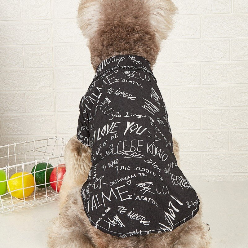 Letter Floral Printed Dog Shirts Summer Pet Dog Clothes For Small Dogs Puppy Cat Clothing French Bulldog Chihuahua T Shirt