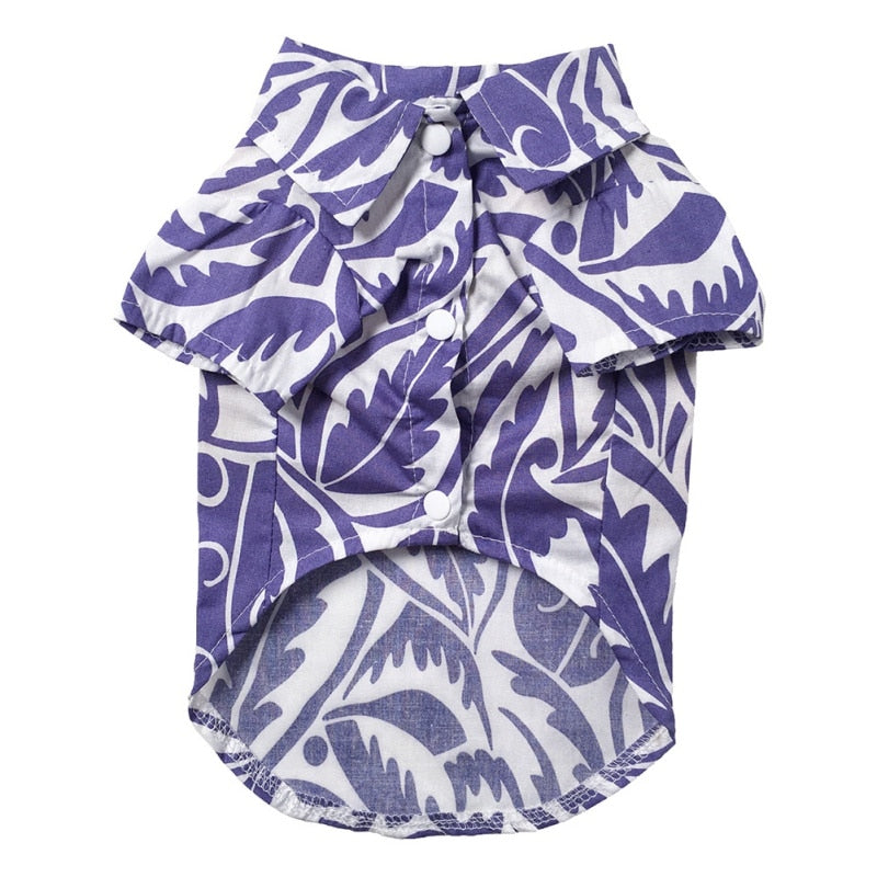 Monochromatic Hawaiian Style Leaf Printed Supper Button-Up