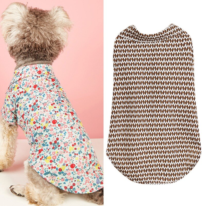 Letter Floral Printed Dog Shirts Summer Pet Dog Clothes For Small Dogs Puppy Cat Clothing French Bulldog Chihuahua T Shirt
