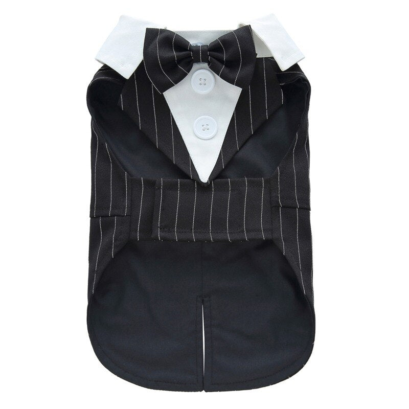 Gentleman Dog Clothes Wedding Suit Plaid Formal Shirt For Small Dogs Bowtie Tuxedo Pet Outfit Halloween Christmas Costume