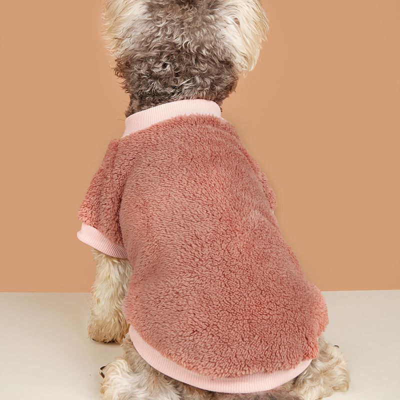 Warm Fleece Pet Dog Clothes Winer Pet Coat Puppy Dogs Solid Color Pullover Jacket French Bulldog Dog Sweatshirt Pet Clothing