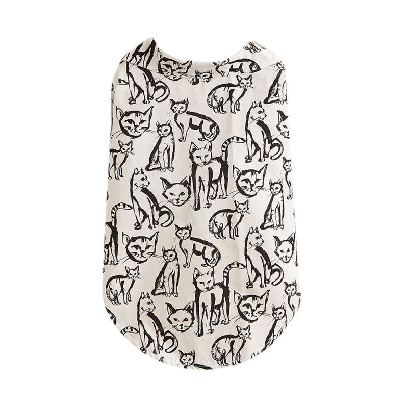 Cute Cat Printed Dog Vest Summer Dog Clothes Pet T-shirt For Small Medium Dogs Accessories Puppy Cat Vest Cotton Apparel Costume