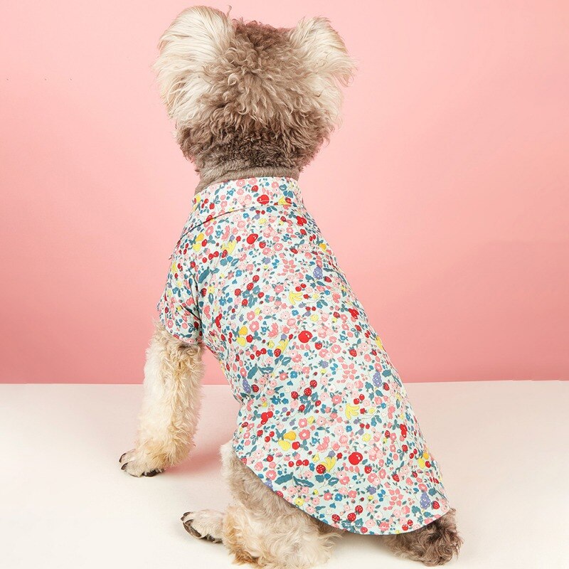 Letter Floral Printed Dog Shirts Summer Pet Dog Clothes For Small Dogs Puppy Cat Clothing French Bulldog Chihuahua T Shirt