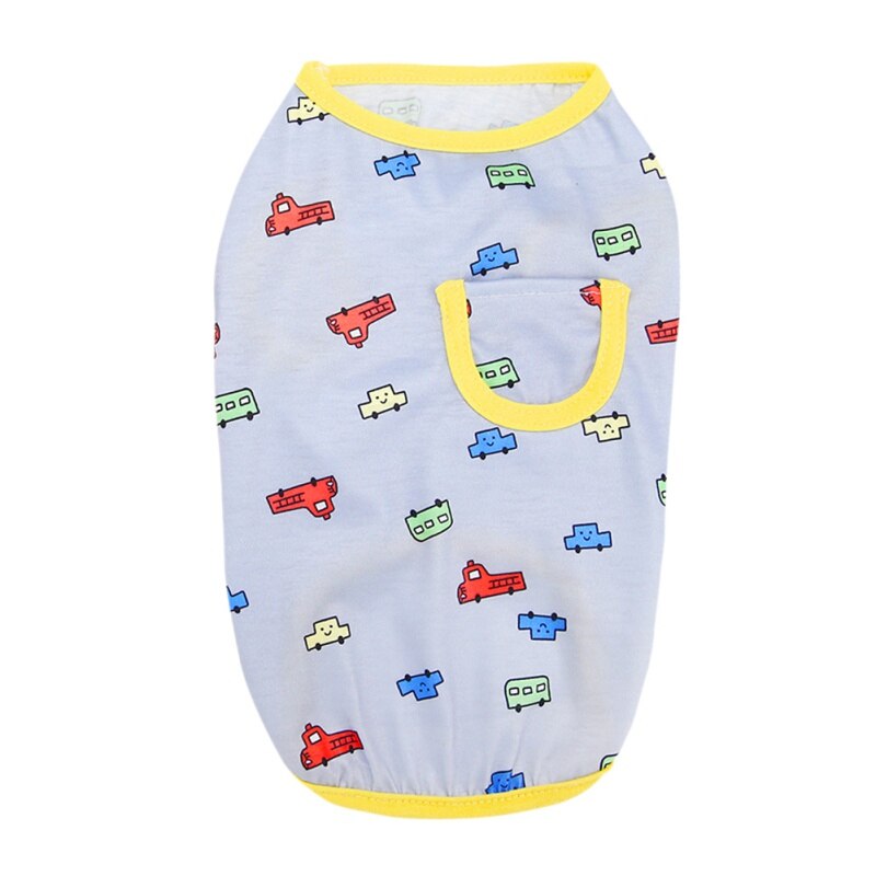 Summer Dog Clothes Cartoon Car Printed Dog Vest Small Puppy Cotton T Shirts For Dog Cat Sleeveless Top Yorkie Chihuahua Outfits