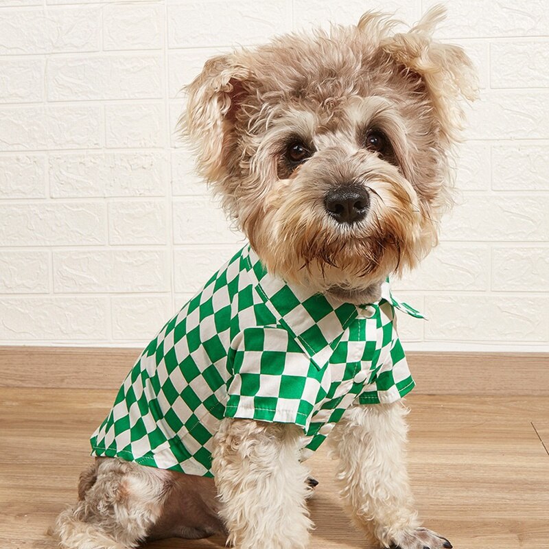 Summer Pet Dog Clothes Printed Beach Shirts Hawaiian Style Floral Plaid T Shirt For Puppy Small Cat Dog Chihuahua Clothing
