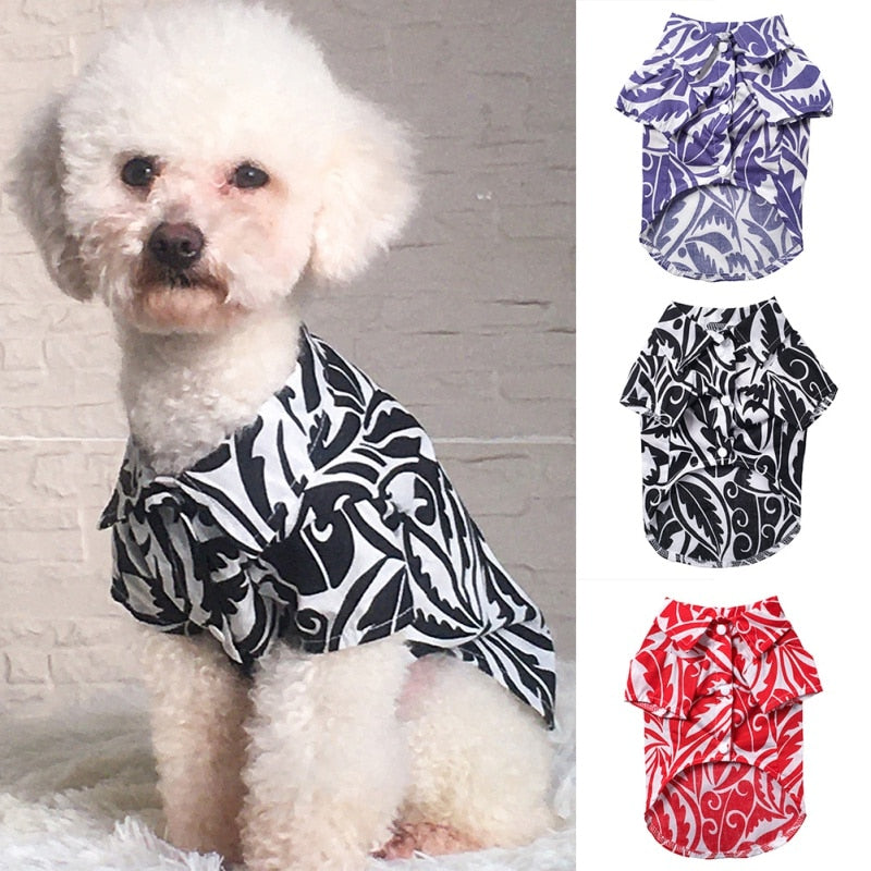 Monochromatic Hawaiian Style Leaf Printed Supper Button-Up