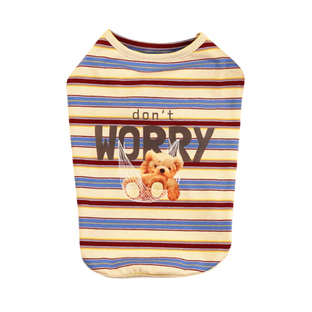 Cartoon Bear Pattern Dog Shirt Stripe Dog Clothes For Small Dogs Summer Chihuahua Tshirt Cute Puppy Vest Terrier Pet Clothes