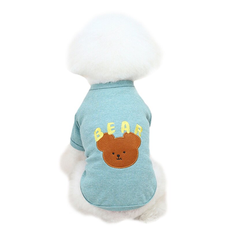 Summer Dog Clothes Cute Bear Printed Puppy Cats Vest T Shirt Chihuahua Pug Sport T Shirts Cartoon Pets Costume Cat Clothing