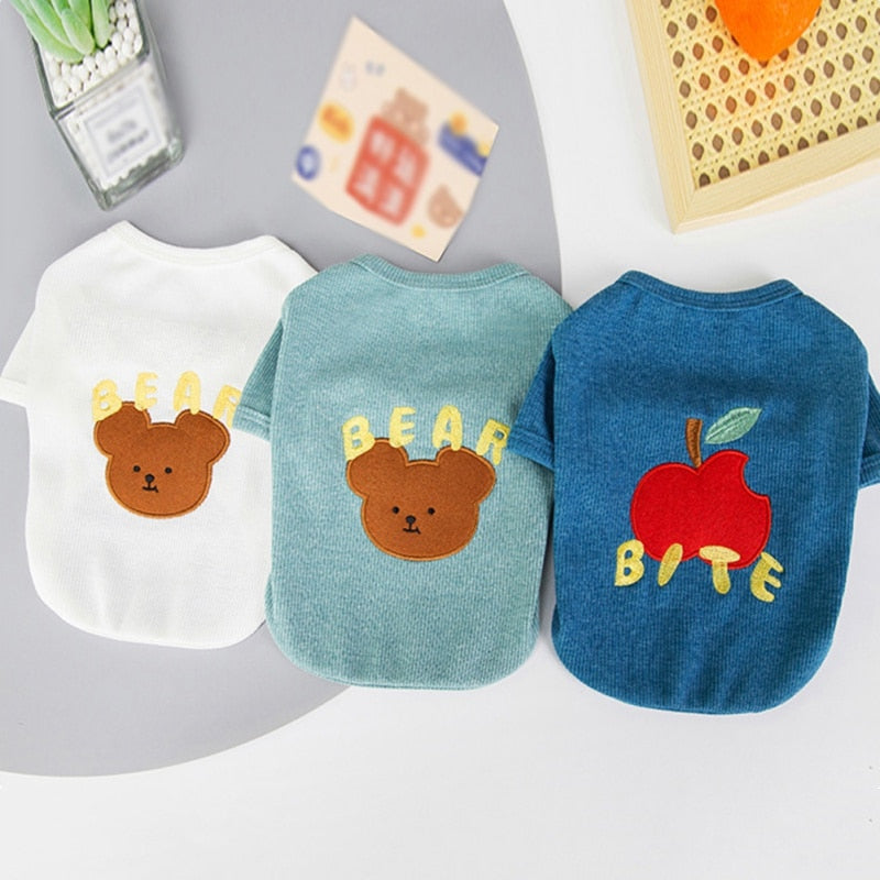 Summer Dog Clothes Cute Bear Printed Puppy Cats Vest T Shirt Chihuahua Pug Sport T Shirts Cartoon Pets Costume Cat Clothing