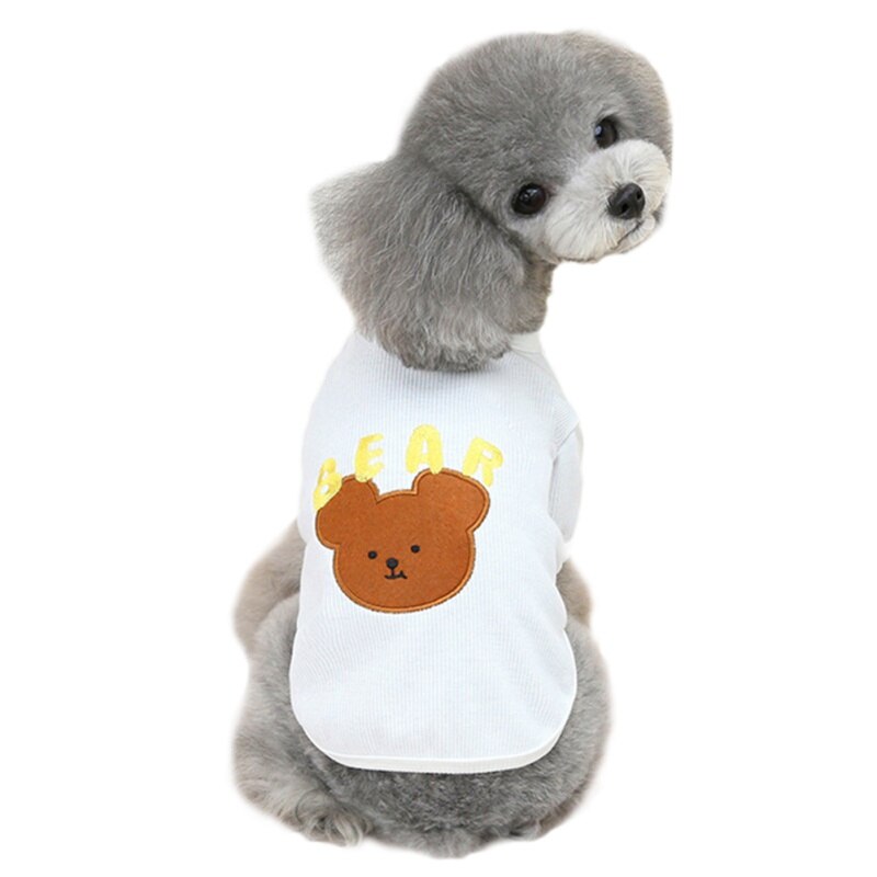 Summer Dog Clothes Cute Bear Printed Puppy Cats Vest T Shirt Chihuahua Pug Sport T Shirts Cartoon Pets Costume Cat Clothing