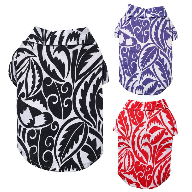 Monochromatic Hawaiian Style Leaf Printed Supper Button-Up