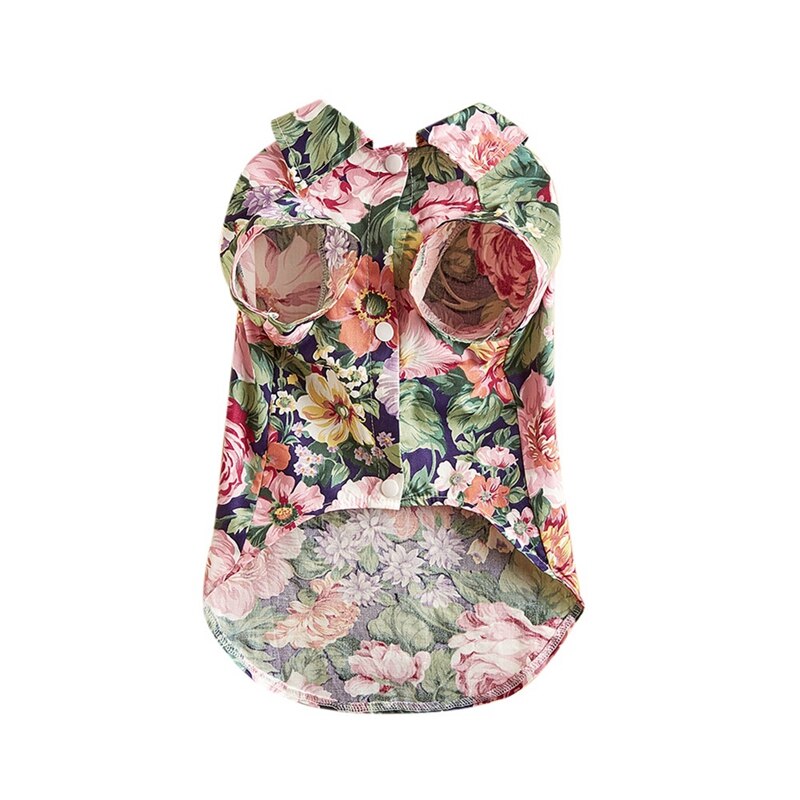 Summer Pet Dog Clothes Printed Beach Shirts Hawaiian Style Floral Plaid T Shirt For Puppy Small Cat Dog Chihuahua Clothing