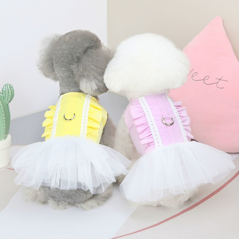 Cute Sweet Dog Dress For Small Dog Party Birthday Puppy Wedding Denim Gauze Tutu Dress Summer Pet Clothes For Dog And Cat