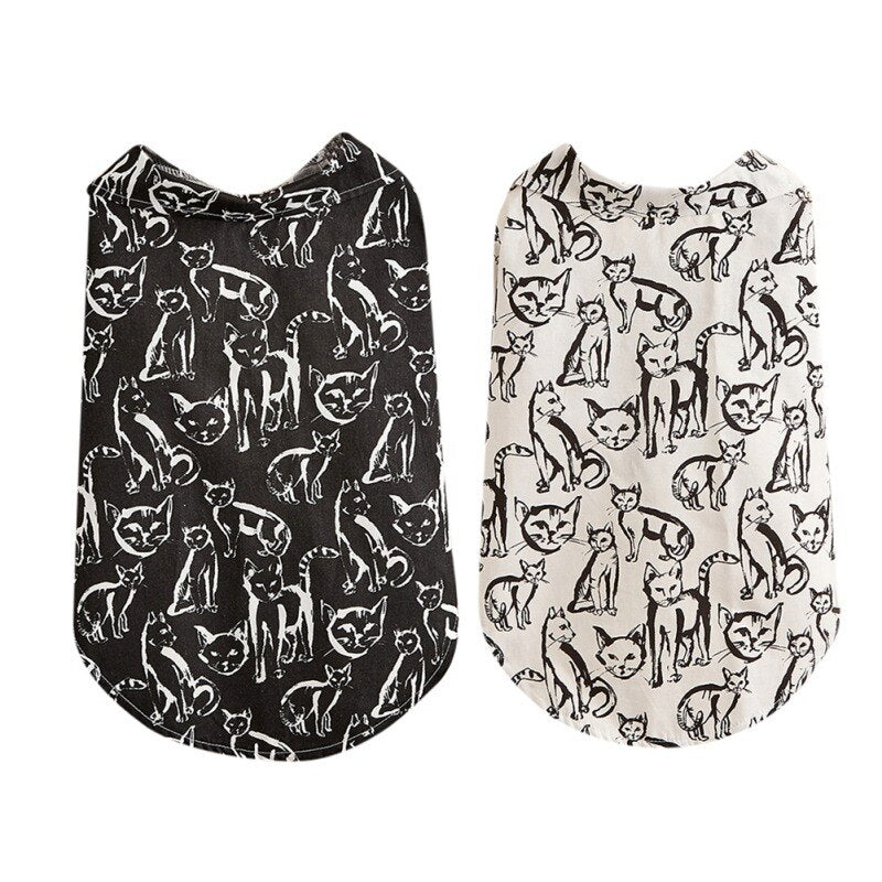 Cute Cat Printed Dog Vest Summer Dog Clothes Pet T-shirt For Small Medium Dogs Accessories Puppy Cat Vest Cotton Apparel Costume