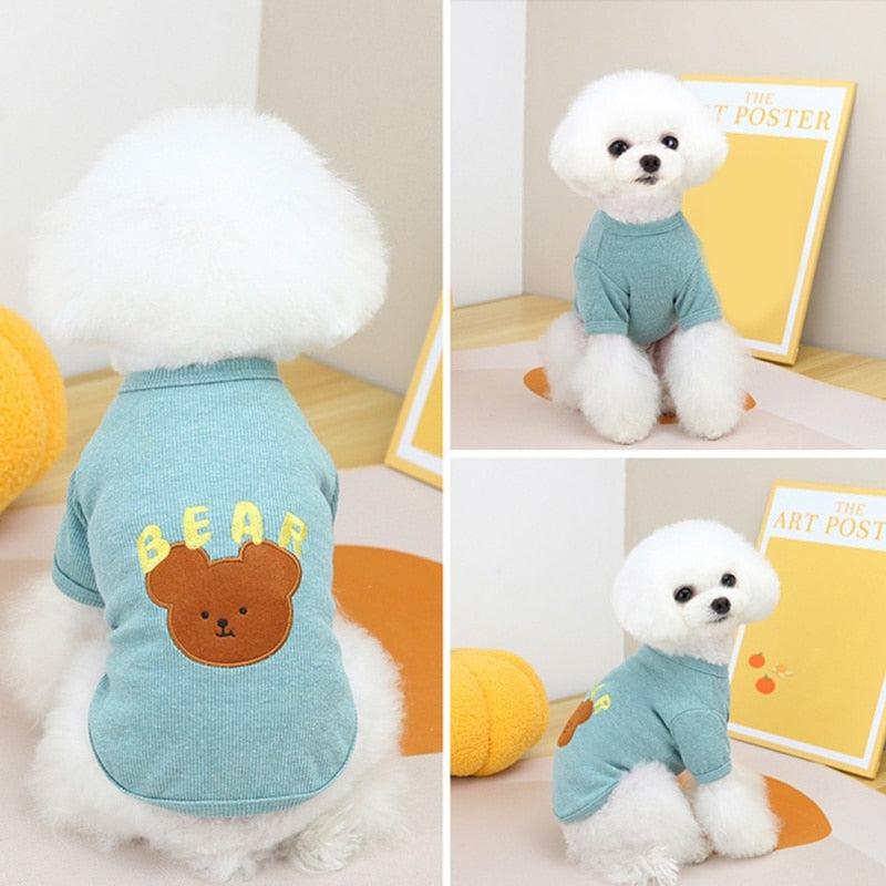Summer Dog Clothes Cute Bear Printed Puppy Cats Vest T Shirt Chihuahua Pug Sport T Shirts Cartoon Pets Costume Cat Clothing