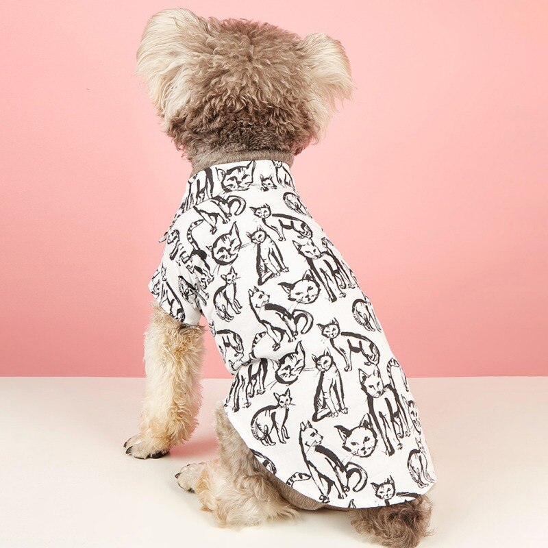 Cute Cat Printed Dog Vest Summer Dog Clothes Pet T-shirt For Small Medium Dogs Accessories Puppy Cat Vest Cotton Apparel Costume